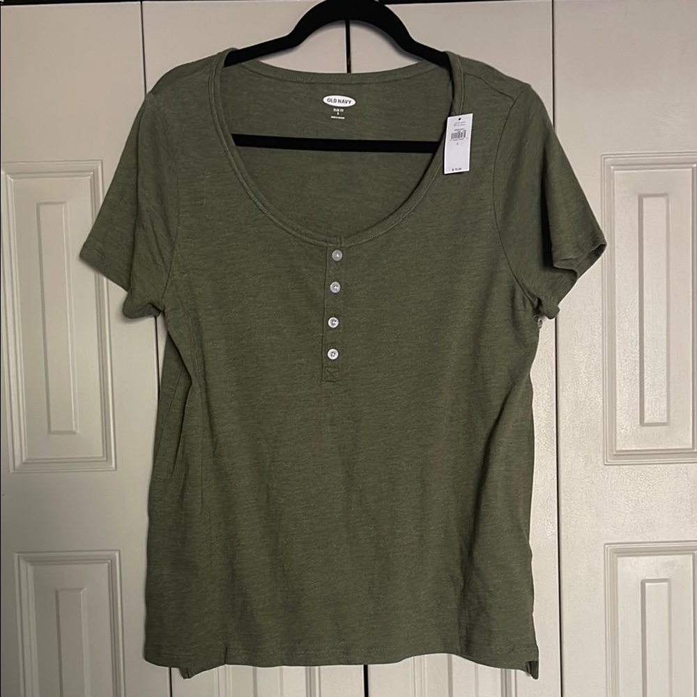 Old Navy Olive Green Button-Front Women's Top
